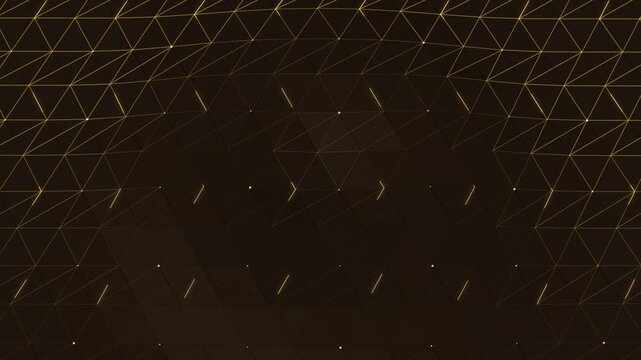 Gold Obsidian Faceted Polygon Network Abstract Motion Background