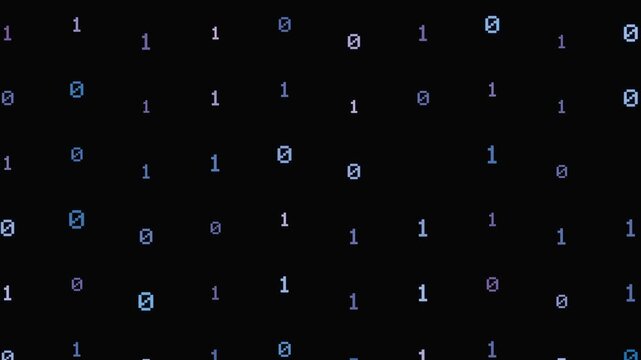 Animated pink binary code numbers scrolling on a black background