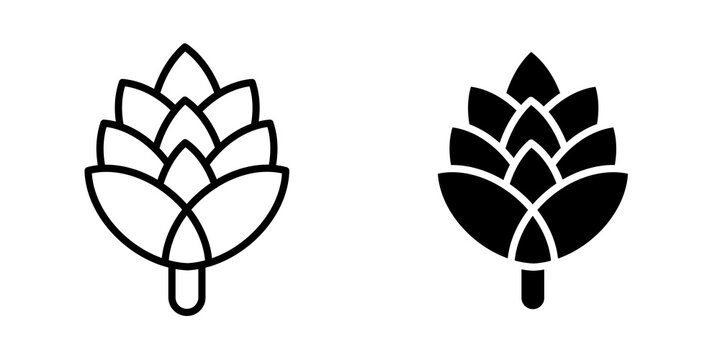 Fir cone icon flat outline in black