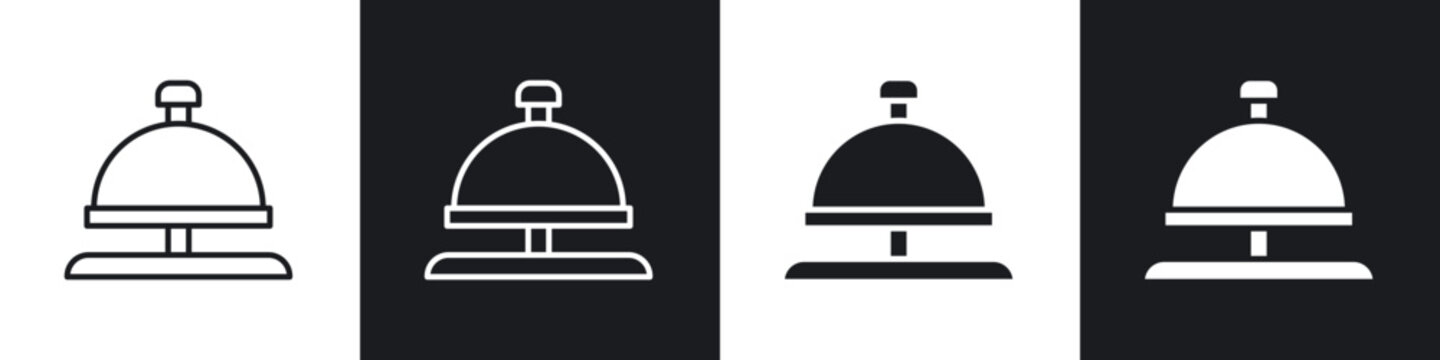 Bell concierge icon flat outline in black