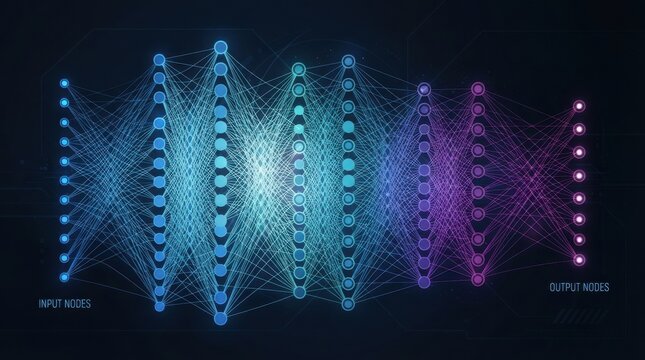 A detailed visualization of a complex deep learning neural network data architecture