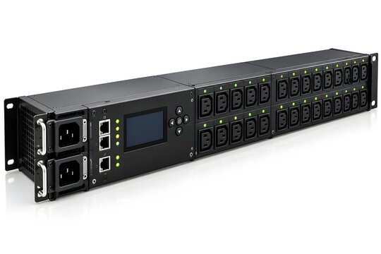 High Density Rack Power Distribution Unit Isolated on White Background