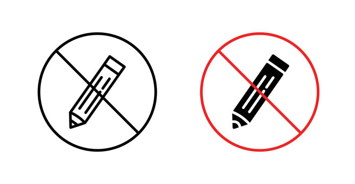 No writing sign flat outline in black
