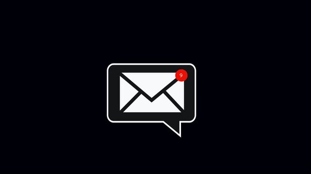 message icon animation. white colour message box icon message animation. New message. Mail in box notification icon animation.4k