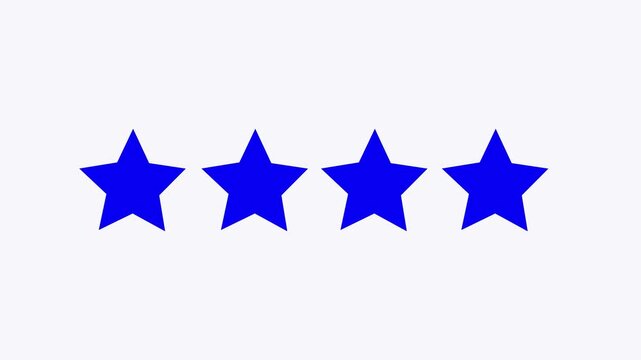  Star Review star rating icon animation loop motion graphics video .on a black background, customer review UI element Vertical video animated 3 d yellow stars rotating seamless loop background.