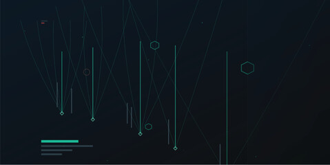 Fototapeta premium Minimalist digital data visualization interface with geometric elements on transparent background