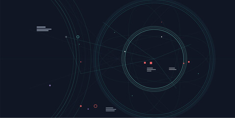 Fototapeta premium Abstract digital network interface with circular geometric data structures on transparent background