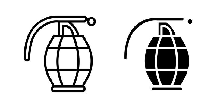 Hand grenade icon flat outline in black
