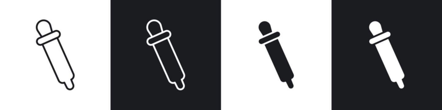 Eye dropper icon flat outline in black