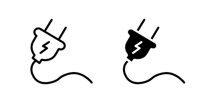 Electric plug icon flat outline in black