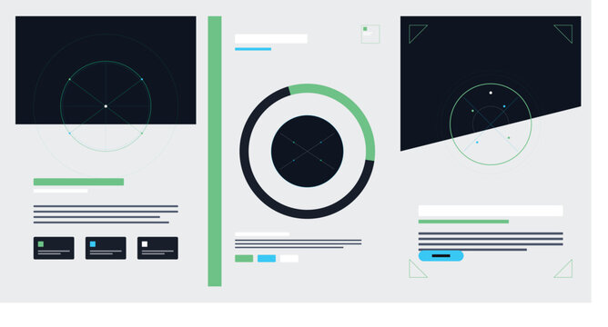 Modern corporate infographic dashboard layout design elements on transparent background