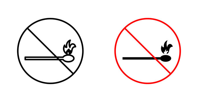 No fire sign flat outline in black