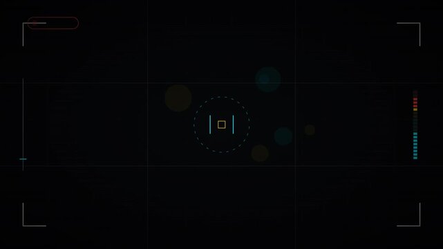 Futuristic digital viewfinder film overlay with abstract interface elements and HUD data for Sci-Fi visuals