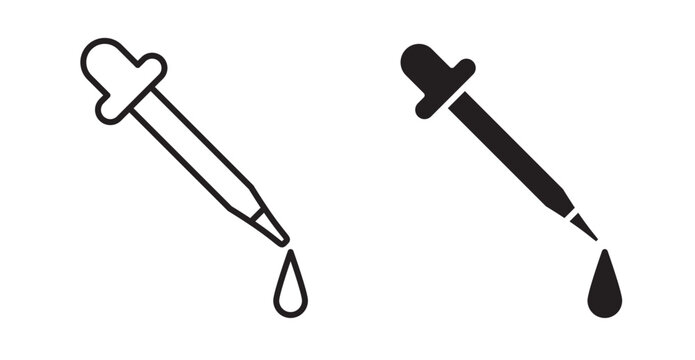 Eye dropper icon flat outline in black