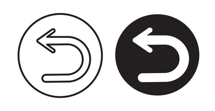 Undo icon flat outline in black