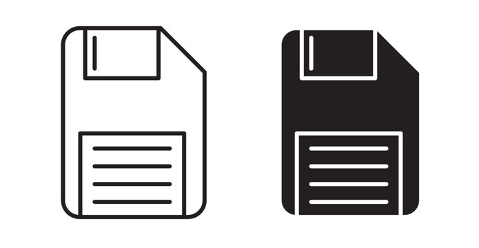 Floppy disk icon flat outline in black