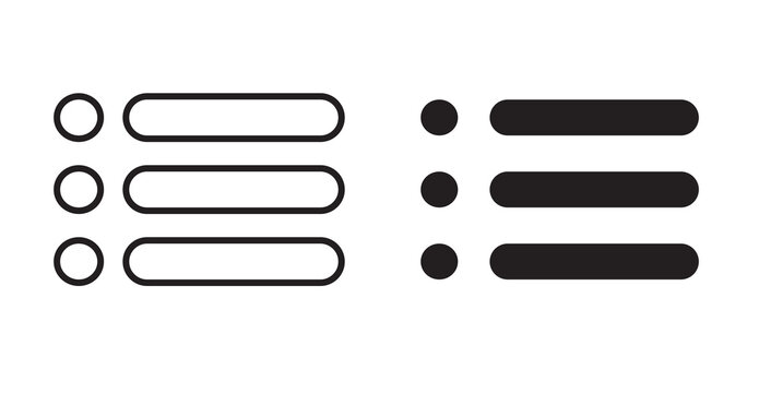 Bulleted list icon flat outline in black