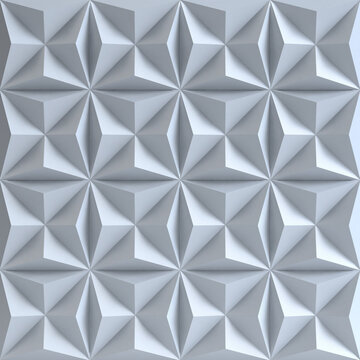 Abstract Geometric Faceted Wall with Repeating Diamond Pattern in Black and White, 3D Rendering