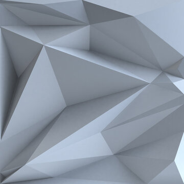 Abstract Low Poly Geometric Surface with Sharp Faceted Polygonal Shapes, 3D Rendering