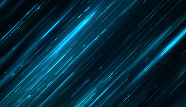 Futuristic Blue Digital Light Trails and High Speed Data Stream Technology Background, 3D Rendering