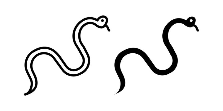 Snake icon flat outline in black