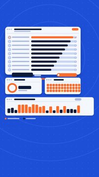 Vertical 9:16 animation of payroll mobile rows paying in blue and cyan on a dark background. Seamless looping 4K motion graphics shot in portrait format for reels, shorts, stories and mobile app promo