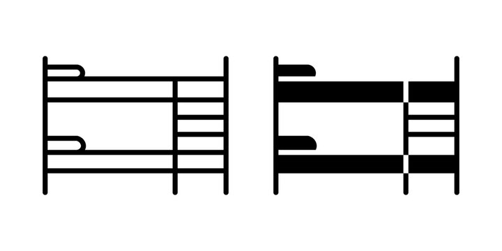 Bunk bed icon flat outline in black