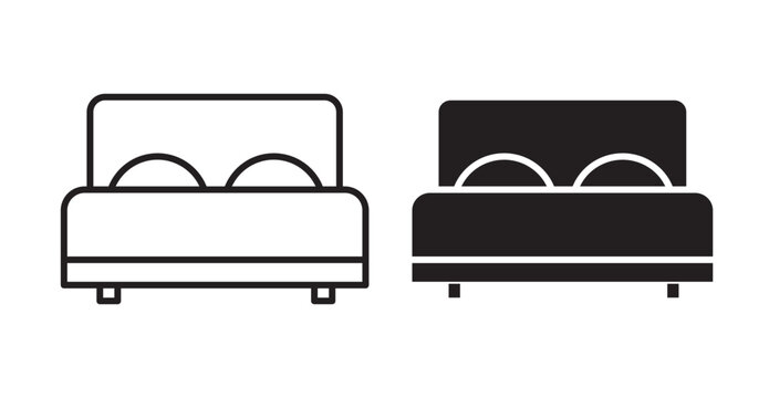 Bed icon flat outline in black