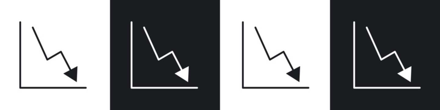 Reduction chart icon flat outline in black