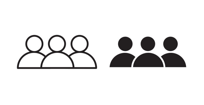 Group icon flat outline in black