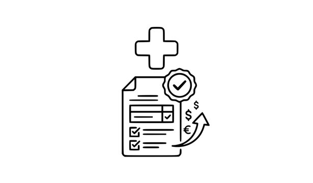 Medical Claim Document With Reimbursement Approval and Healthcare Finance Symbols