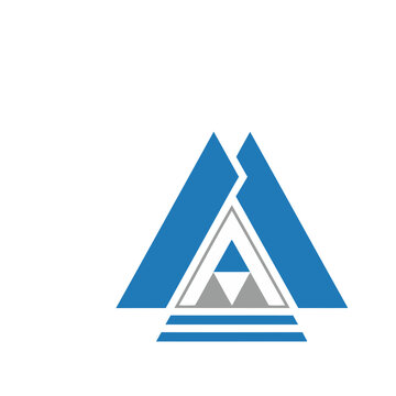Abstract geometric logo with blue and gray triangles