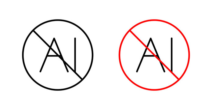 No ai sign flat outline in black