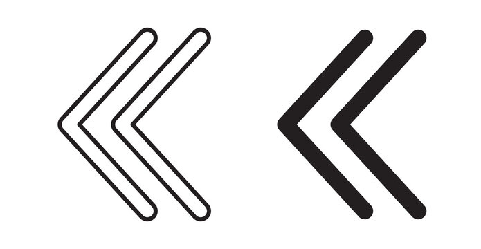 Previous arrow icon flat outline in black