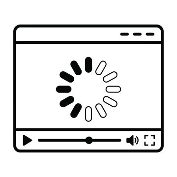 Loading icon in web browser window. Video player buffering symbol. Website download progress and media stream concept.