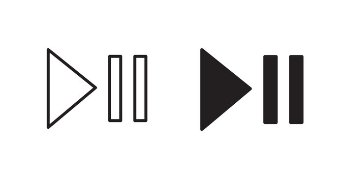 Play pause icon flat outline in black