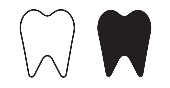 Tooth icon flat outline in black