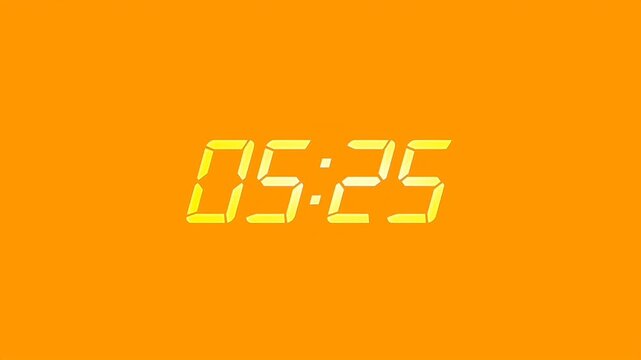 Digital countdown timer on orange background