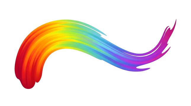 Abstract rainbow paintbrush stroke wave vector illustration isolated on white