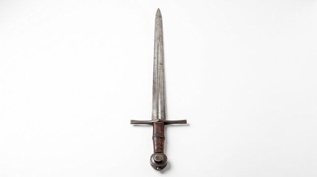 Antique medieval sword isolated on a clean white background