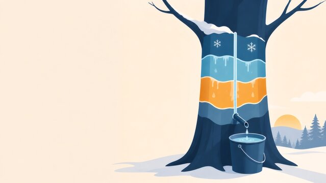 Explaining the natural maple tapping process, collecting sap from a maple tree during the freeze thaw cycle to make syrup