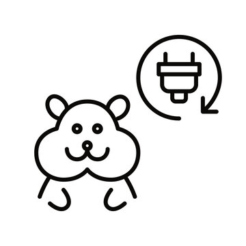 Hamster and plug in renew arrow. Fast pet care and veterinary services. Pixel perfect, editable stroke vector icon