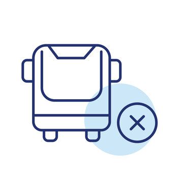 Shuttle bus and cross. Mass transit route restriction. Pixel perfect, editable stroke vector icon