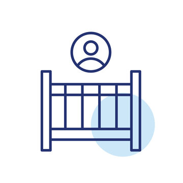 Parent and child profile, infant caregiver, baby care account. Happy infant boy. Pixel perfect, editable stroke vector icon