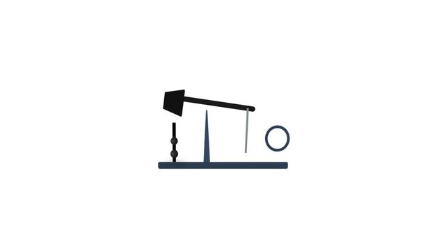Minimalist 2D Vector Animation of Industrial Mechanical Machine Icon or Pumpjack on White Background