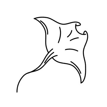 Minimalist Hand Drawn Manta Ray Line Art Icon