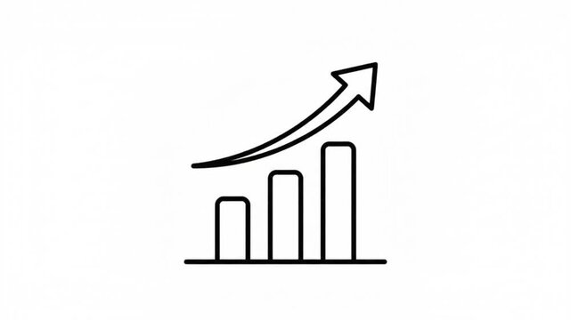 Bar chart shows a steady upward growth trend marked by an arrow pointing towards the upper right.