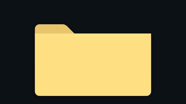 Simple 2D folder icon opening into a colorful miniature dimension, with tiny planets orbiting inside before smoothly closing, clean vector animation.