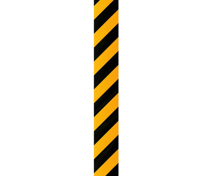 Diagonal black and yellow hazard warning stripes isolated on transparent background