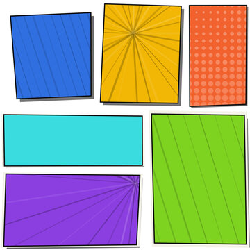 Colorful comic book page layout with various panels
